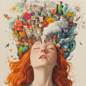 Generate an image that visualizes an imaginative mind of a ginge...