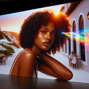 3-D image of a beautiful LIGHT SKIN, African-American woman she...