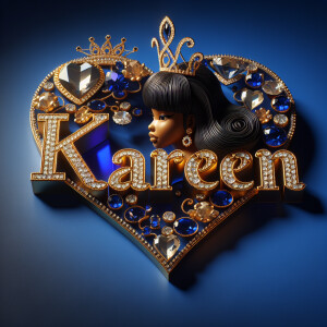 VCraft a 3-D image showcasing the name 'KAREN' in a luxurious go...