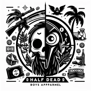 Design a bold circular and edgy logo with and the name ('HALF DE...