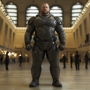 Create a photorealistic body portrait of Ben Rhodes, a fat obese...