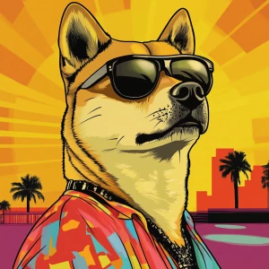 MEME DOGE in GTA art style, , in the style of a Grand Theft Aut...