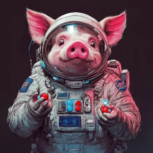 In your digital illustration, capture a character that is a pig...