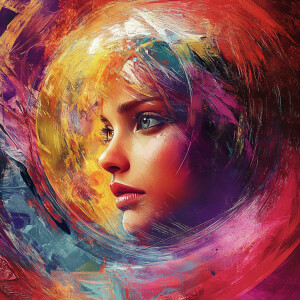 Bold and dynamic, in Abstract Expressionism style: A straight-on...