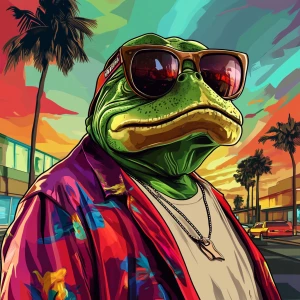 MEME PEPE in GTA art style, test, in the style of a Grand Theft...