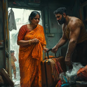 Digital art hd 1:1 ,a 54-year-old Gujarati mother who works as a...