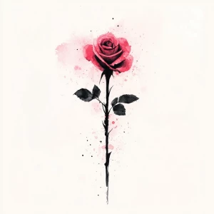 pink rose  loose watercolor, simple, illustration, isolated on a...