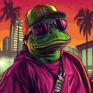 PEPE meme in a humorous digital illustration in the style of a G...