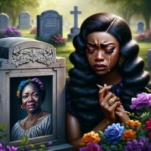 A beautiful light-skinned African-American woman with long wavy...