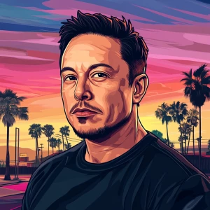 Elon Musk in GTA art style, , in the style of a Grand Theft Aut...