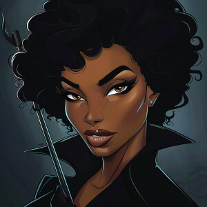 A cartoon Illustrated version of Angela Bassett type character N...