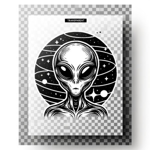 Colored alien transparent graphic, no background, cosmic alien g...