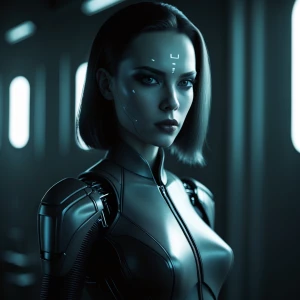 Petite but fierce cybernetic woman