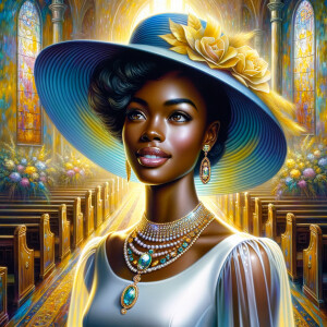 A spiritually enriching illustration portrays an African America...