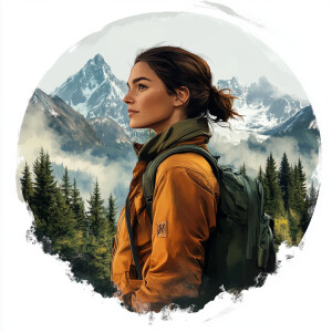 Digital art portrait of a confident female adventurer, dressed i...