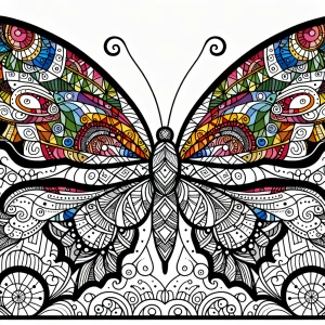 Adult coloring page of a butterfly in the style of Bobbie Goods