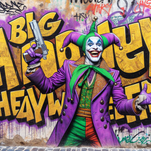 A photographic capture of  enthusiast  The Joker donned in his t...