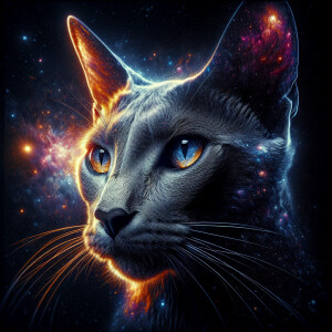 Russian Blue cat,the style of Yautja's (Hunter Predator),ultra-d...