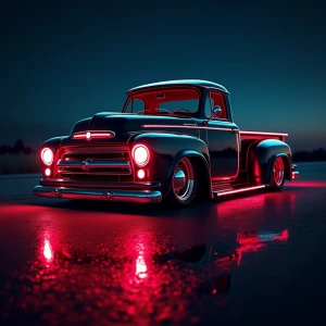 Lowrider truck in the style of Tron