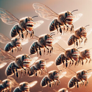 Bees with human teeth in 4k