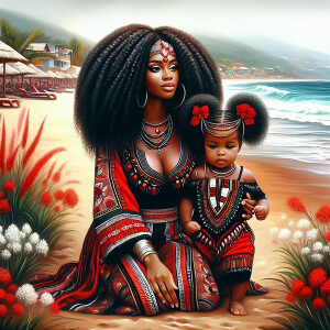 A tender depiction of a Bohemian mother with her child, both sty...