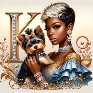 Picture a digital artwork showcasing a poised African-American w...