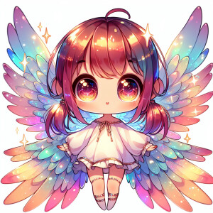 Cute little anime girl with glowing wings