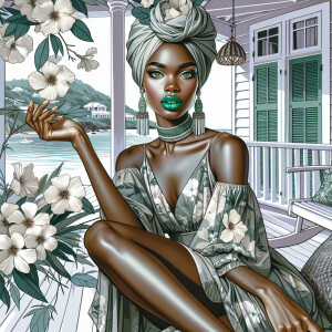Create an enchanting image showcasing a light-skinned African Am...