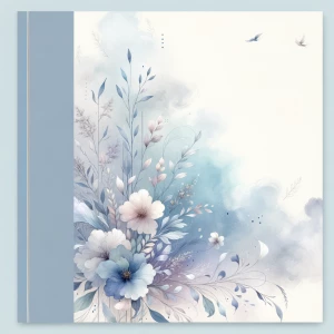 Generate a book cover size image almost A5 size (floral designin...