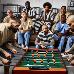 Incarcerated individuals with visible tattoos display intense em...