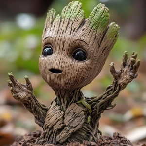 Create a visual representation of Groot from the Marvel Universe...