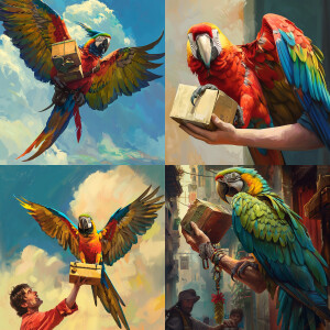 Parrot delivery parcel