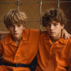 ultra realistic, award winning photo of Two Caucasian males, age...