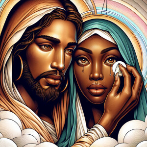 Ensure that the image distinctly represents both Jesus Christ an...