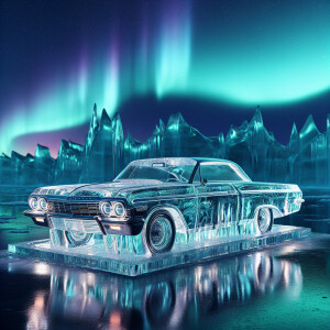 A hyper-realistic digital artwork of a ice sculpture depicting 1...