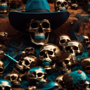 Skulls with the cross bones and and a cowboy hat