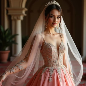 hyper realistic photography, look to the front, a Turkish bride...