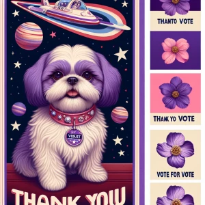 Hip 50s space theme retro thank you for voting Campaign poster-...