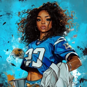 digital art of African American darkskin woman with curly hair w...