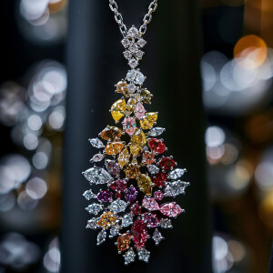 Design a breathtakingly beautiful pendant adorned with an array...