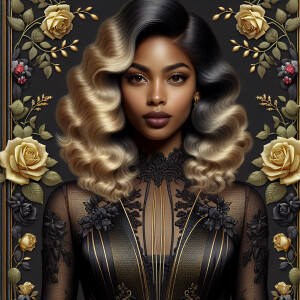 Create a vertical 3-D portrait of a light-skinned African-Americ...