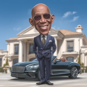 Create an image of caricature animation of a happy classy Africa...