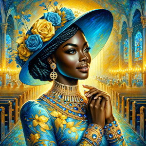A spiritually enriching illustration portrays an African America...