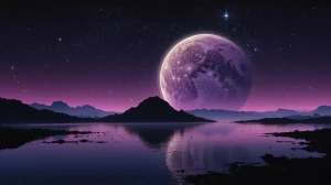 A minimalist cosmic scene with a lone planet surrounded by deep...