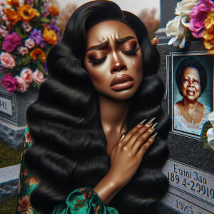A beautiful light-skinned African-American woman with long wavy...
