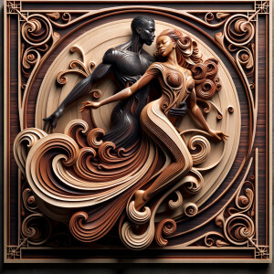 3d wood and porcelain sculpture of an Afrocentric woman with a m...