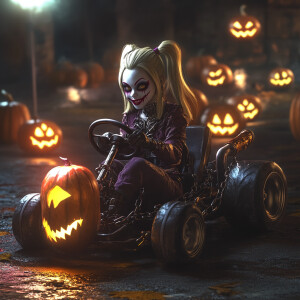 Generate a ultra-realistic image of Harley Quinn portrayed with...