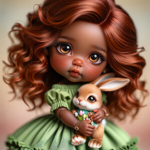 create an adorable hyper realistic mahogany skin tone chibi todd...