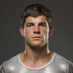 Create a hyper-realistic image of prematurely aging male adult C...