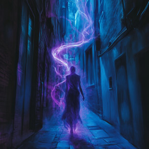 Create a digital illustration of Shadowlight, a sprite-like neon...